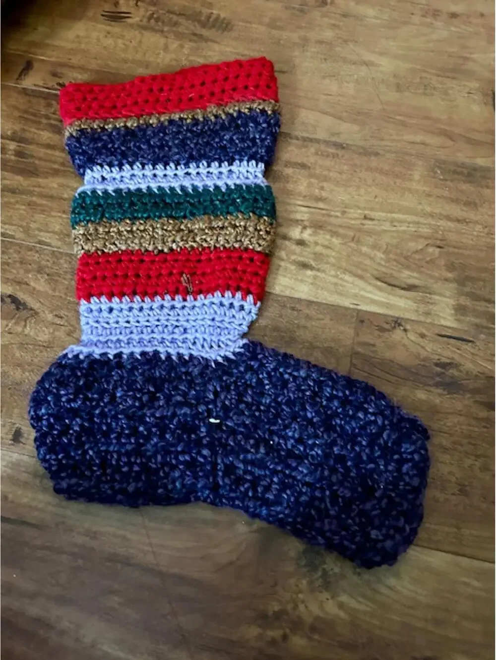 Hand Crocheted Multicolor Wool Christmas Stocking